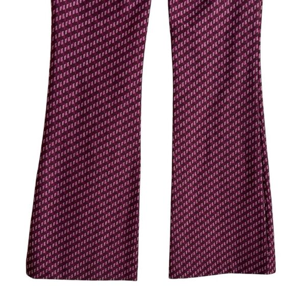Anthropologie The Essential Slim Flared Pants Magenta Burgundy Pattern Size 2 - Picture 9 of 16